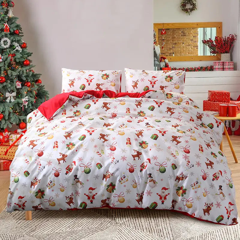 Christmas Duvet Cover Set with Two Pillowcases (1 Piece)