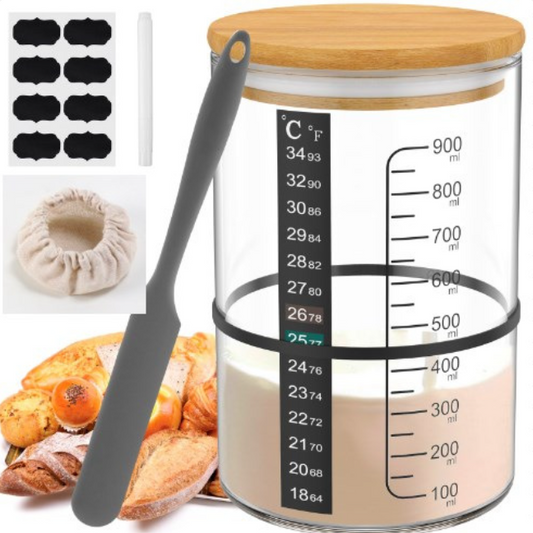 Borosilicate Glass 32oz Sourdough Starter Jar Kit