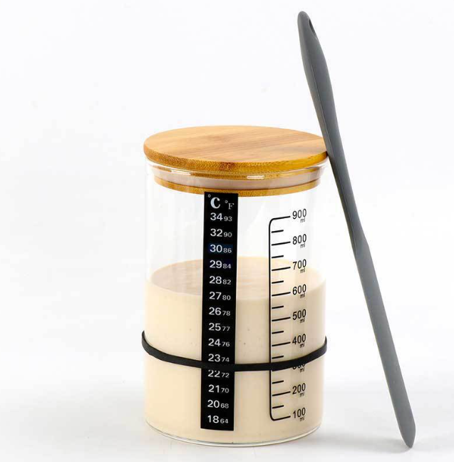 Borosilicate Glass 32oz Sourdough Starter Jar Kit, Transparent Yeast Fermentation Container with Accessories